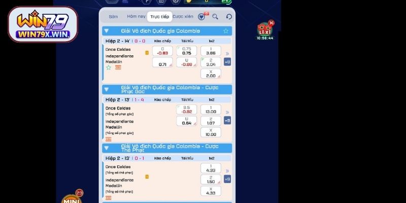 Các loại cược chính có trong Thể thao Win79
