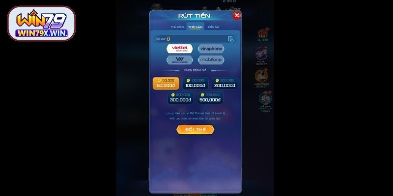 Cách thức rút tiền Win79 bằng thẻ cào điện thoại